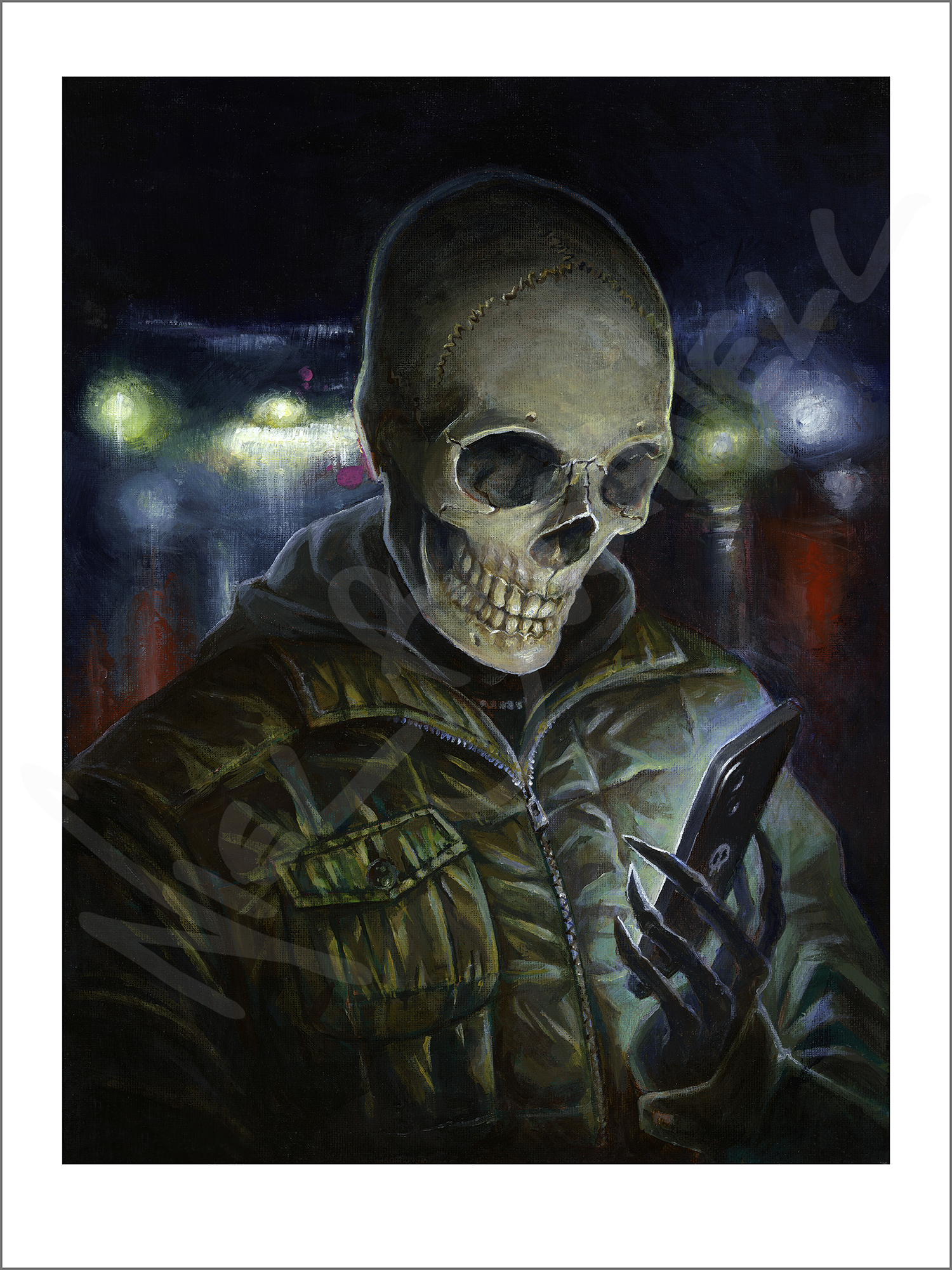 'Doomscroll' painting limited edition giclee print by Niel Bushnell